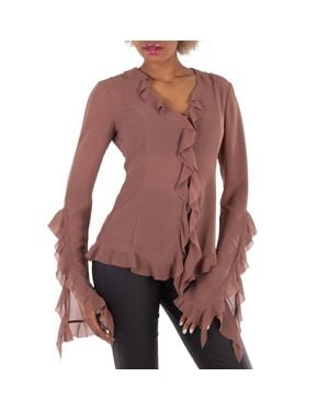 Acne Studios Semi Sheer Ruffle Blouse - Red