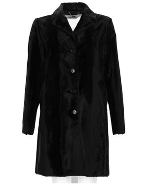 Paltò Single-Breasted Coat With Classic Collar And Four Front Buttons - Black