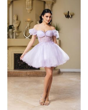 TRUEDAMES Cocktail Sweetheart Off The Shoulder A-Line Hoco Dress - Pink