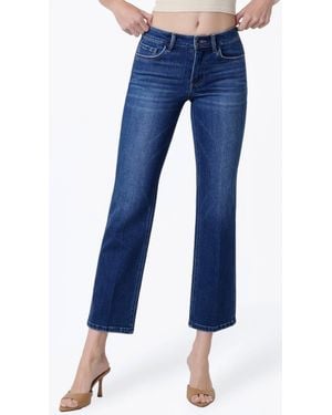 Flying Monkey Mid Rise Trouser Fold Creased Straight Jeans - Blue