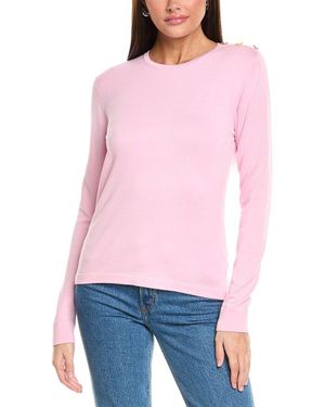 St. John Solid Jersey Knit Sweater - Pink