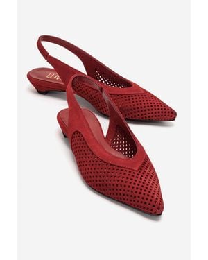 Forever & Always Shoes Lieve Leather Slingback Pump - Red