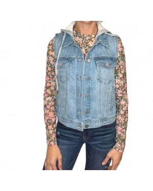Risen Saffira Hooded Denim Vest - Blue