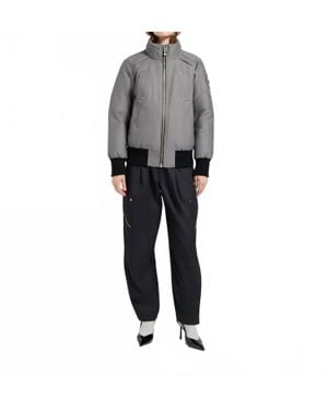 Moose Knuckles Debbie Shearling Trim Bomber Jacket - Gray
