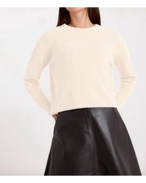 Brodie Cashmere Cable Sleeve Crew Sweater - Natural