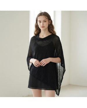 TRUEDAMES Lightweight Asymmetrical Loose Knit Poncho - Black