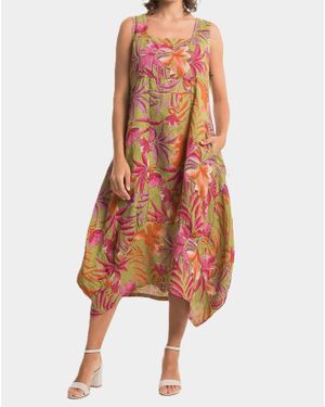 Linen Luv Long Seemed Dress - Orange