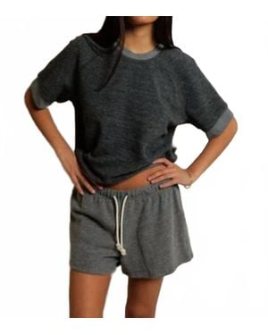 PERFECTWHITETEE Kennedy Reverse Fleece Short-Sleeve Top - Black