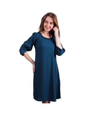 TRUEDAMES Elegant Imported Georgette Dress For Flowy Short Style - Blue