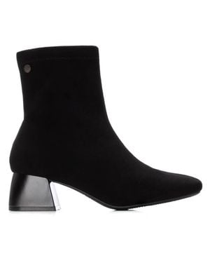 Xti Suede Heeled Ankle Booties By - Black