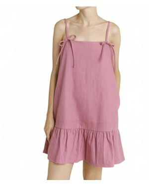 AUREUM Bow Trim Mini Dress - Purple