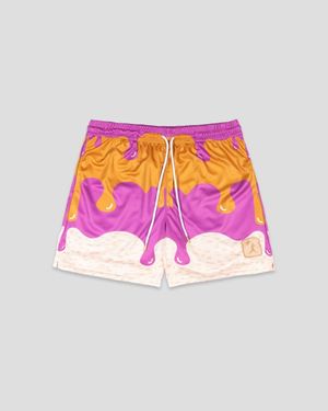 Baseballism Girls Youth Pb & Jammed Diamond Air Mesh Shorts - Pink