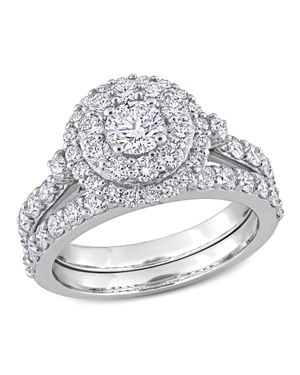 Created Forever 1 3/4Ct Tw Lab-Grown Diamond Double Halo Bridal Ring Set - Metallic