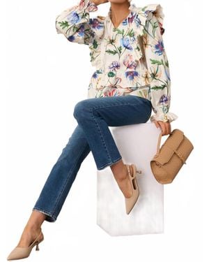 PROSPERINE® Faye Ruffle Top - Blue