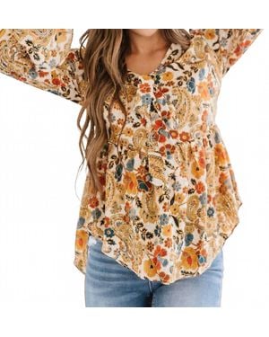 Liam & Company Elaine Floral Boho Blouse - Orange