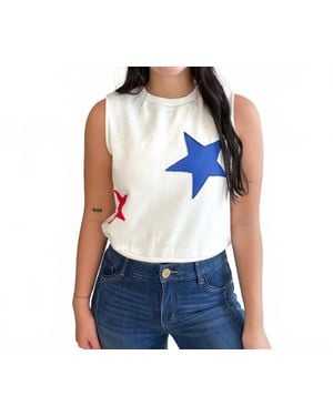 Doe And Rae Patchwork Stars Sleeveless Top - Blue