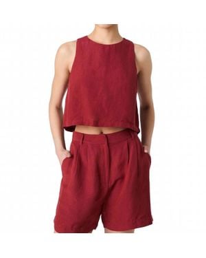 French Connection Birdie Linen Shell Top - Red