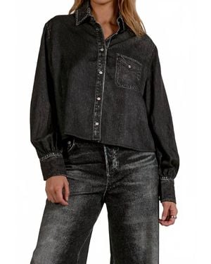 Elan Julia Button Down Top - Black