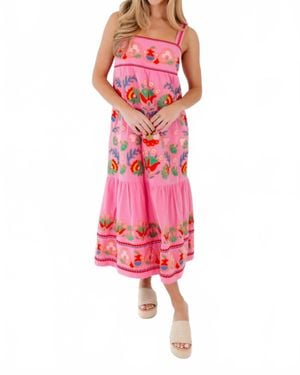 marie Embroidered Landon Midi Dress