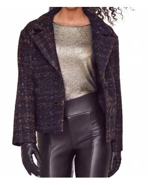 FRANK LYMAN Nolana Plaid Collared Long Sleeve Jacket - Purple