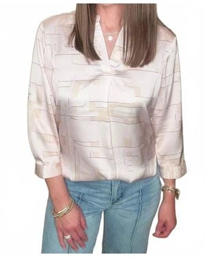 Lyssé Ashanti Roll Tab V Neck Top - Gray