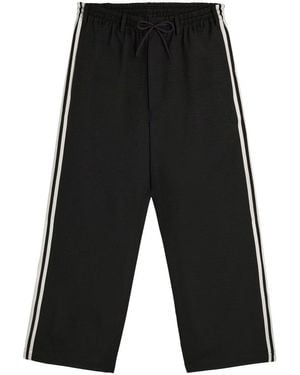 Y-3 Wide-Leg Pants With Triple Stripe Detail - Black