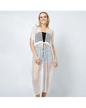 TRUEDAMES Mesh Vest Poncho With Draw String - Blue