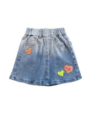 Doe A Dear Girl's Sequin Hearts Skirt - Blue