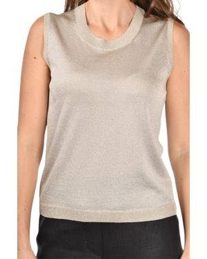 Paolo Fiorillo Sleeveless Knit Top With Round Neckline - Gray