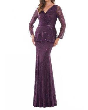 Marsoni by Colors V-Neckline Full Sleeve Dress - Purple