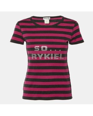 Sonia Rykiel Striped Cotton So Rykiel Embellished T-Shirt - Pink