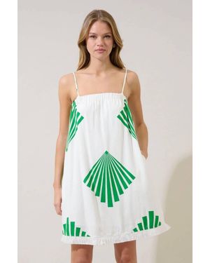 Sugarlips Katie Summer Breeze Fringe Mini Dress - Green