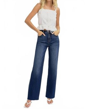 Risen Emerson High Rise Straight Tummy Control Jeans - Blue