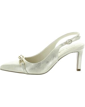Anne Klein Rolanda Pointed Toe Buckle Slingback Heels - Natural
