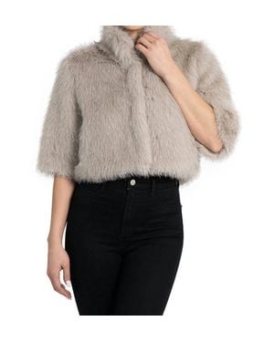 Love Token Allison Faux Fur Shrug Jacket - Gray