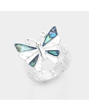 Fashnzfab Abalone Butterfly Stretch Ring - Blue