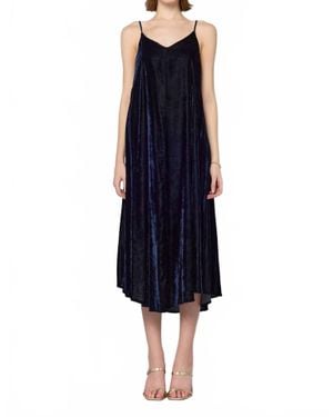Babette Caroli Velvet Midi Dress - Blue