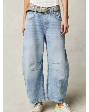 Dipped Shop Mid Rise Loose Barrel Jeans - Blue