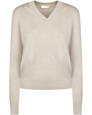 ELEH V-Neck Fine-Knit Wool Sweater - Natural