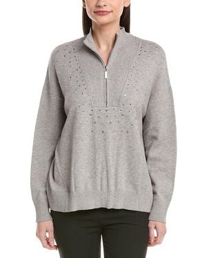 Joseph Ribkoff 1/2-Zip Funnel Neck Sweater - Gray