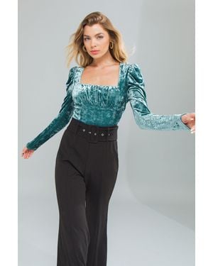 TRUEDAMES Put On A Show Velvet Top - Blue