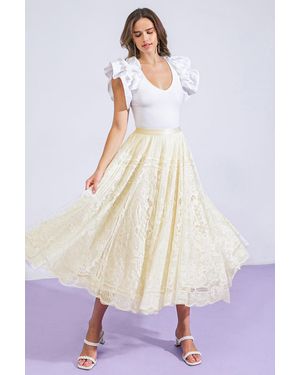 TRUEDAMES Meaningful Moment Woven Lace Midi Skirt - White