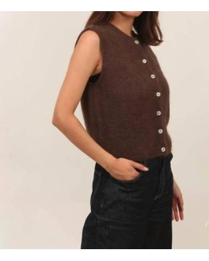 Cocco Bello Baby Alpaca Sleeveless Sweater Top - Brown