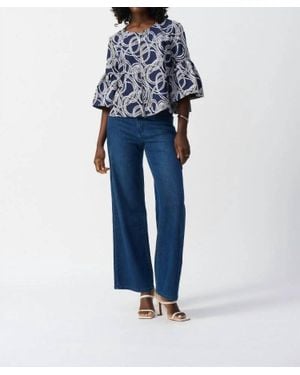 Joseph Ribkoff Abstract Jacquard Trapeze Jacket - Blue