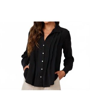 Bella Dahl Pintuck Button Down Shirt - Black