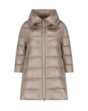 Herno Taupe Cleofe Zip-Up Fabric Puffer Jacket - Gray