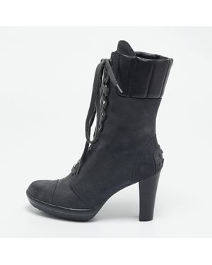 Tod's Suede And Leather Ankle Boots - Black