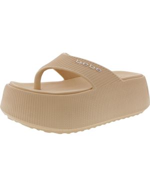 Bebe Puffi Slip-On Slide Platform Sandals - Natural