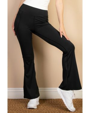 TRUEDAMES High Waist Side Pocket Flare Leggings - Black