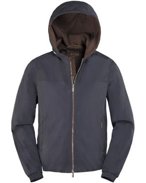 Moorer Smooth Casual Jacket With Functional Hood - Blue